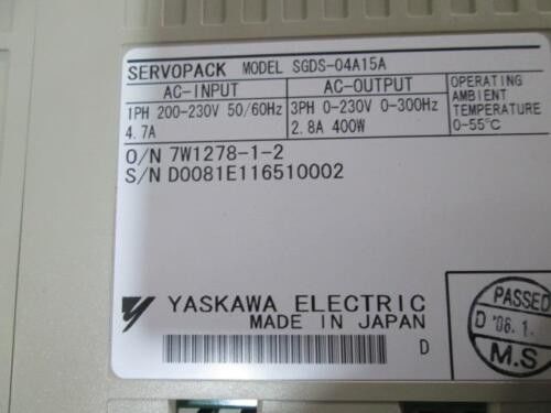 Yaskawa SGDS-04A15A AC SERVO AMPLIFIER 200-230V 4.7A 400W NEW